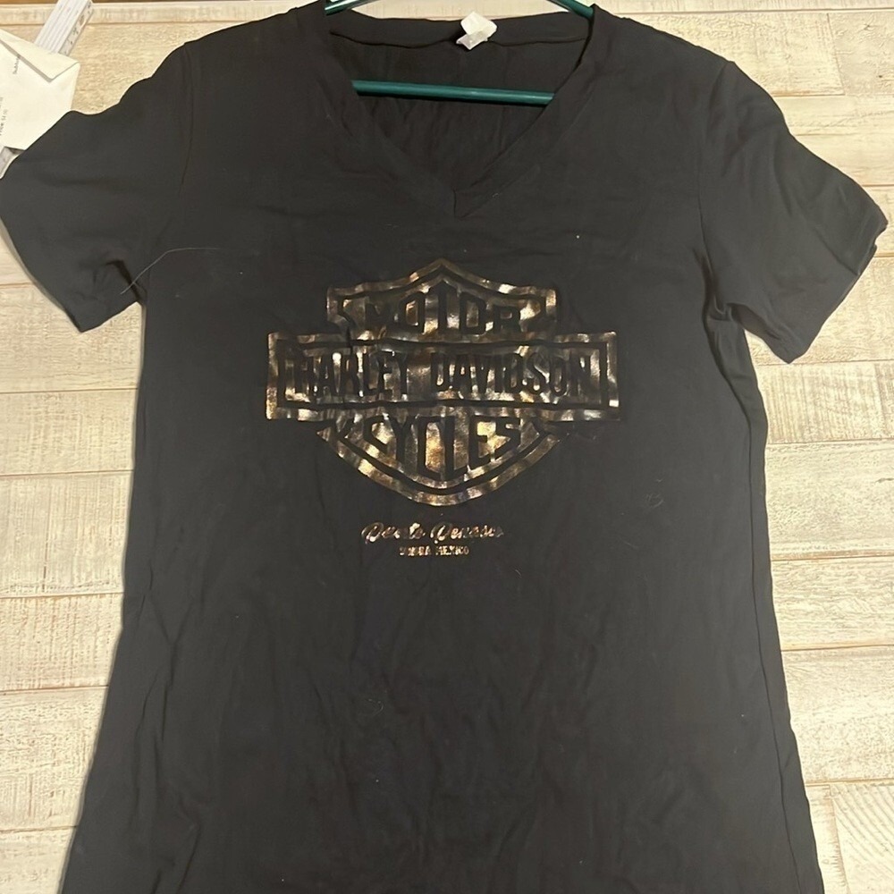 Harley‎ Davidson Black V-Neck T-Shirt Puerto Penasco Sonora Mexico Medium